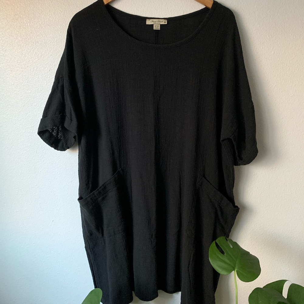 Oversized mini linen dress